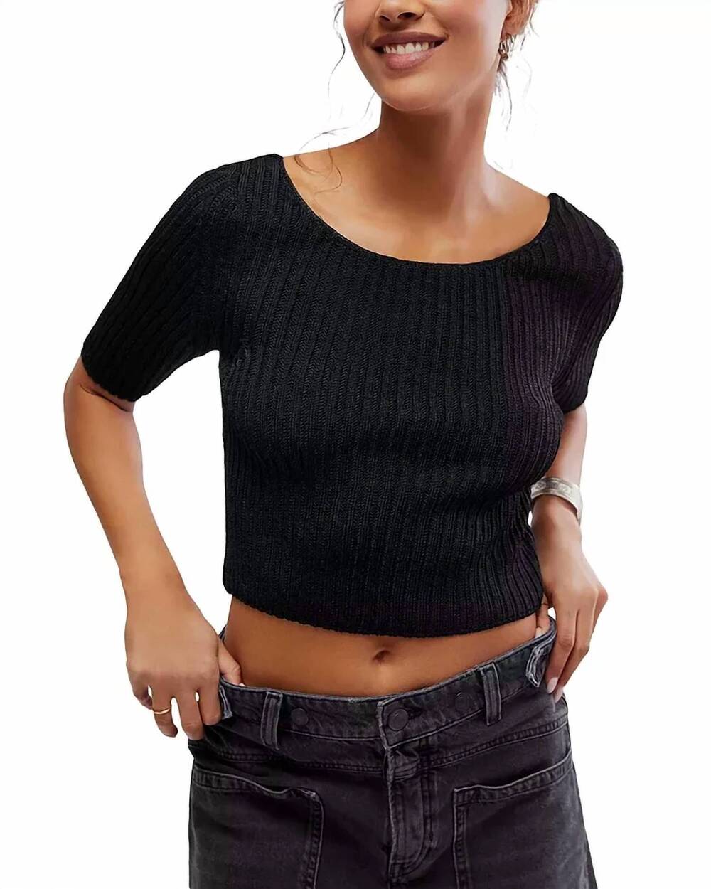 NEW FREE PEOPLE san lucas pullover in black
